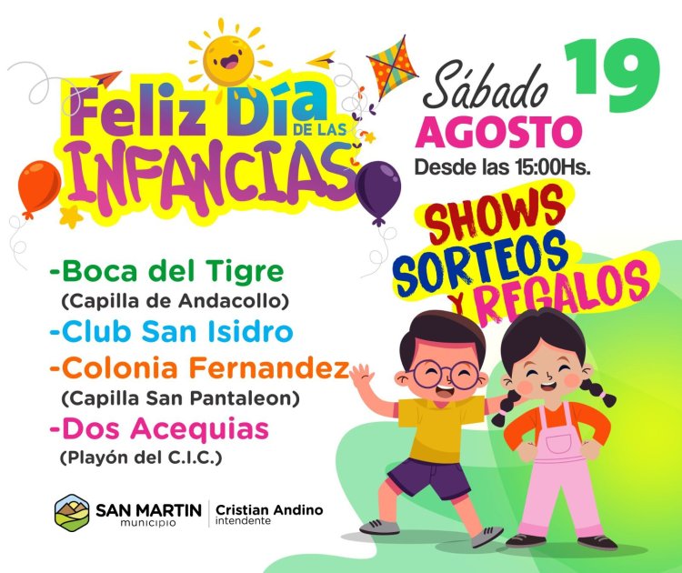 San Martín festejará el Día de las Infancias en cada rincón del departamento