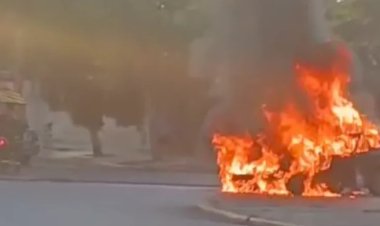 Se incendió un auto en importante avenida de Santa Lucía
