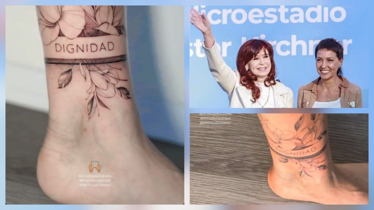 Mayra Mendoza se tatuó una tobillera con la palabra "dignidad"