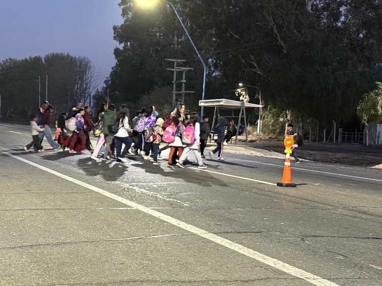 Seguridad vial y obras en Ruta 20: la Escuela Procesa Sarmiento ya cuenta con iluminación LED
