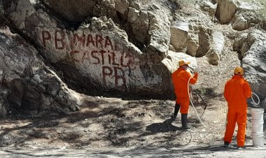 Comenzaron a limpiar grafitis en el Parque Quebrada de Zonda