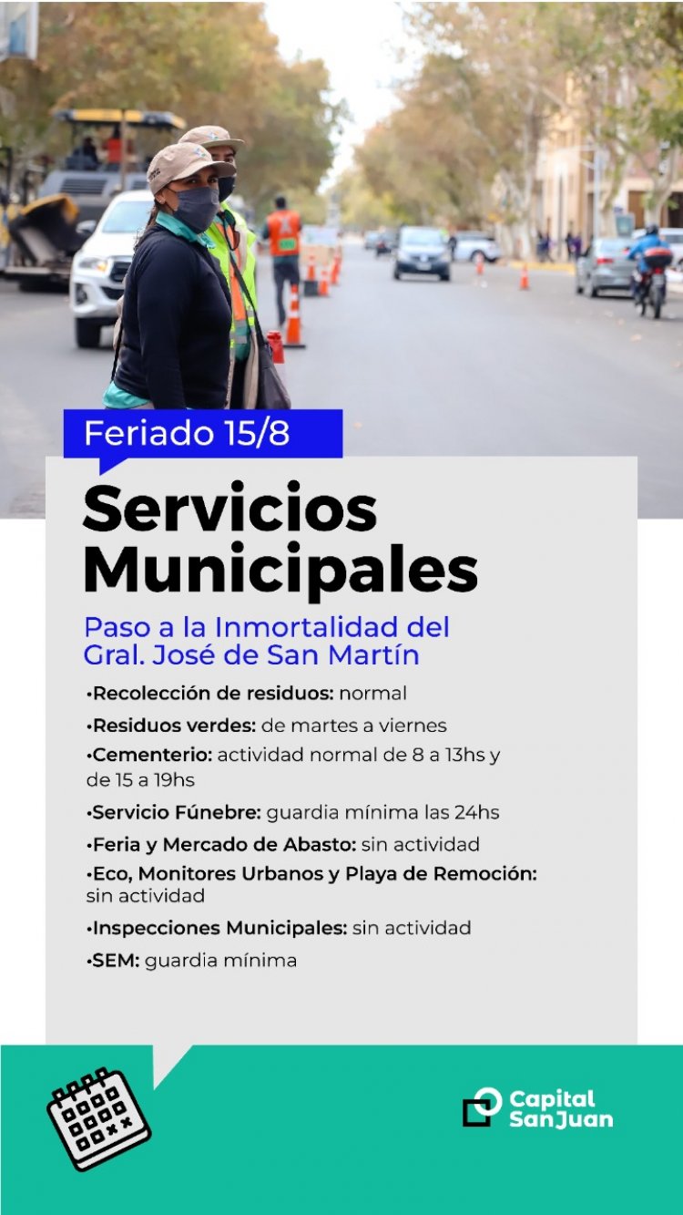 Capital: así funcionarán los servicios durante el feriado del lunes 15