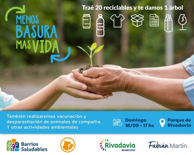 Este domingo canjea  residuos reciclables por un árbol