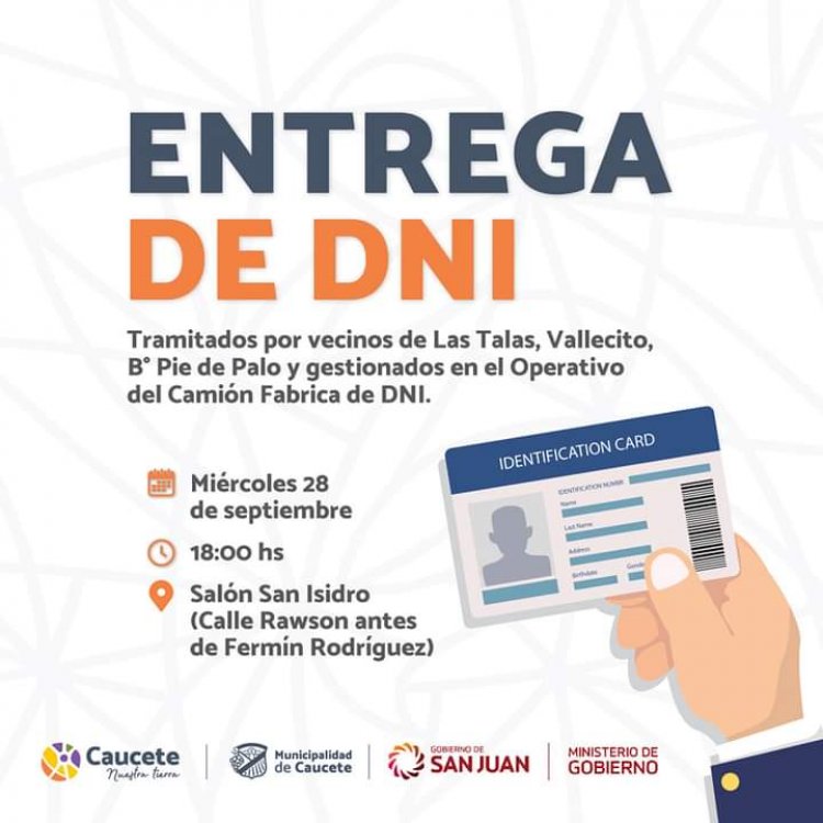 Caucete: si tramitaste tu DNI acércate a retirarlo