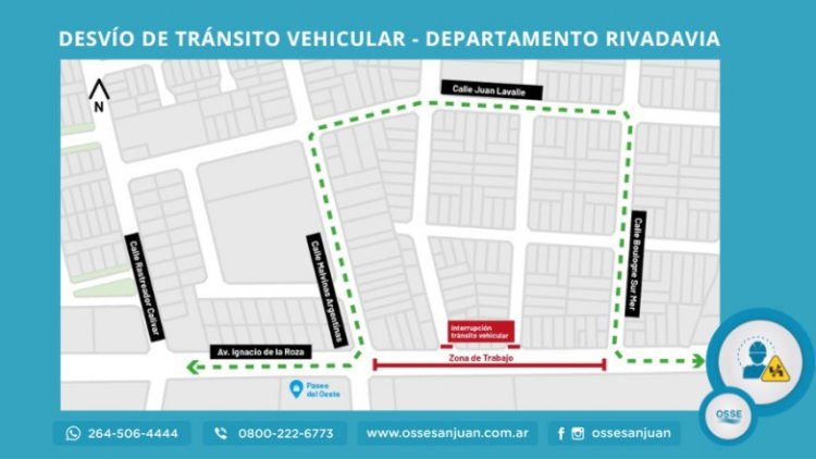 Obra Colector Sudeste:  nuevo frente de trabajo en avenida Ignacio de la Roza