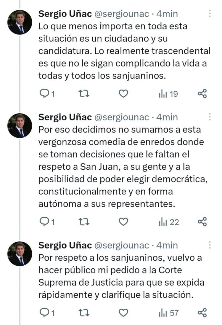 Uñac pidió celeridad a la Corte Suprema y aseguró que acatará la decisión