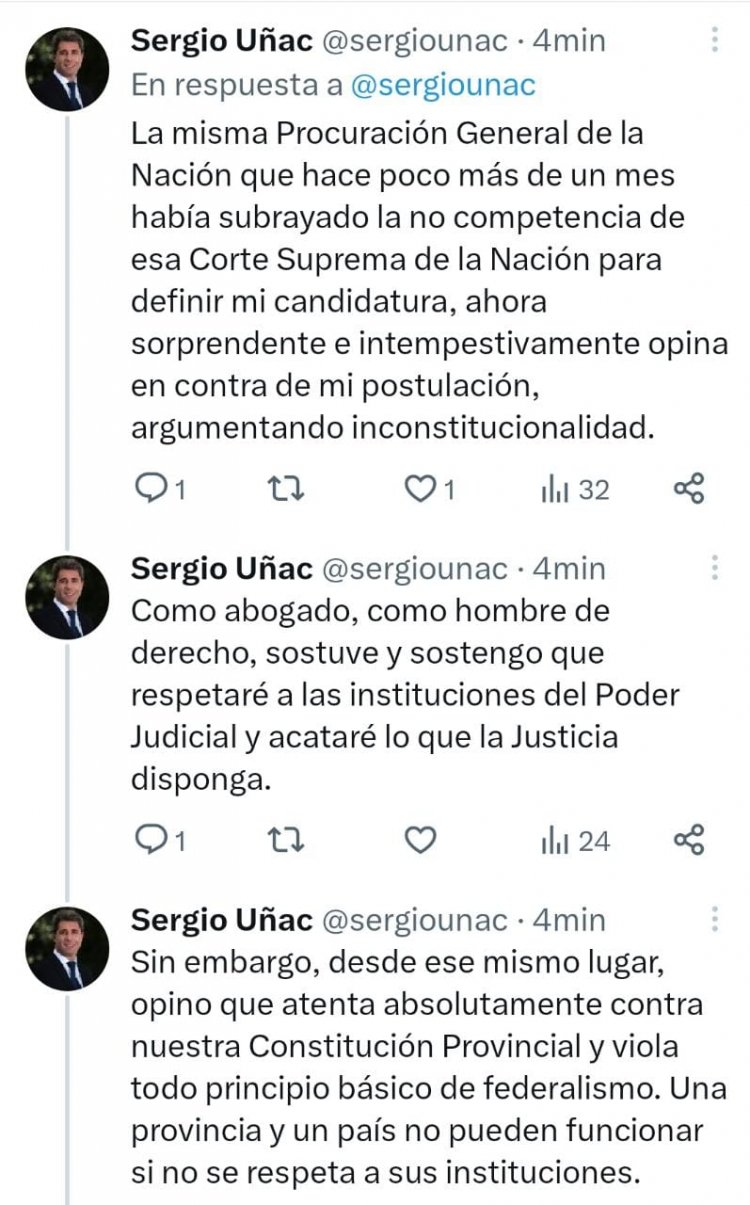 Uñac pidió celeridad a la Corte Suprema y aseguró que acatará la decisión