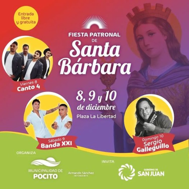 En la Fiesta de Santa Bárbara estarán Canto 4, Banda XXI y Sergio Galleguillo
