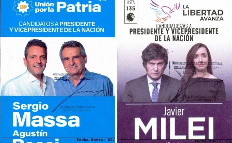 Así son las boletas oficiales de Sergio Massa y Javier Milei para el balotaje