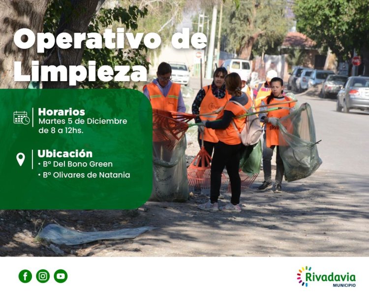 Nuevo operativo de limpieza en Rivadavia
