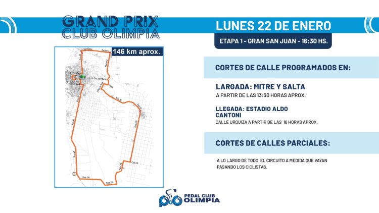 Etapa 1 Grand Prix : cortes de calles y rutas para el lunes 22 de enero
