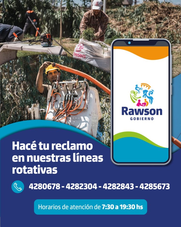 Rawson habilitó líneas telefónicas rotativas para consultas y reclamos