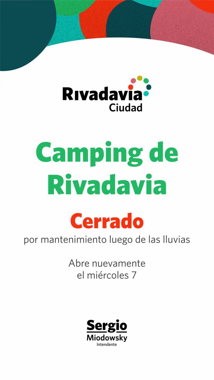 El Camping de Rivadavia cerrado por las lluvias