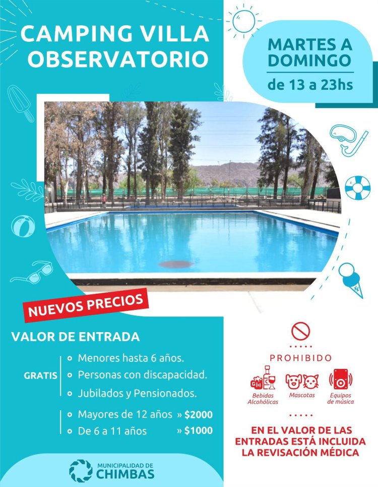 Promociones por  fin de temporada en el Camping Municipal de Chimbas    