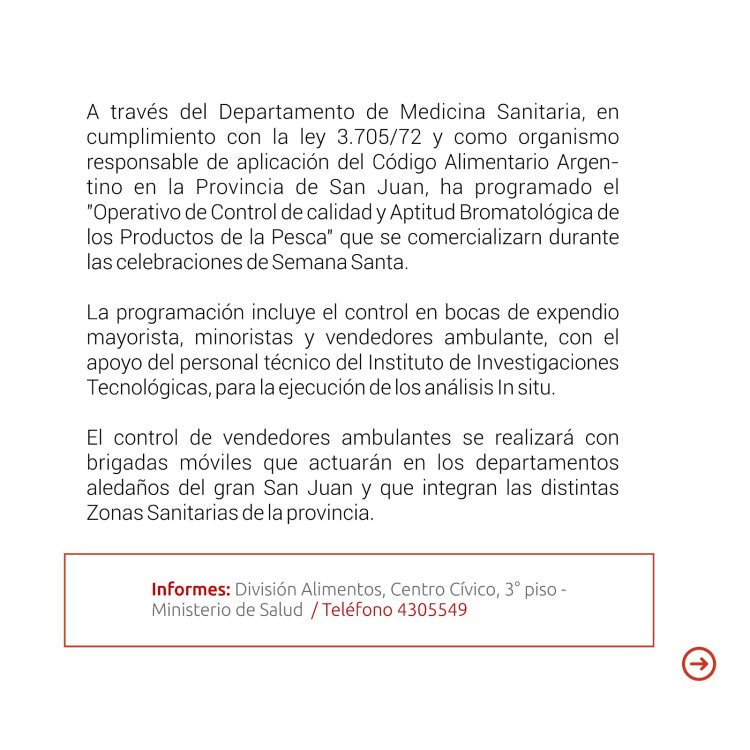 Por Semana Santa, Salud realizará un operativo de control de productos de la pesca
