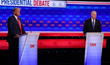 Biden y Trump  en el primer debate presidencial de EE.UU