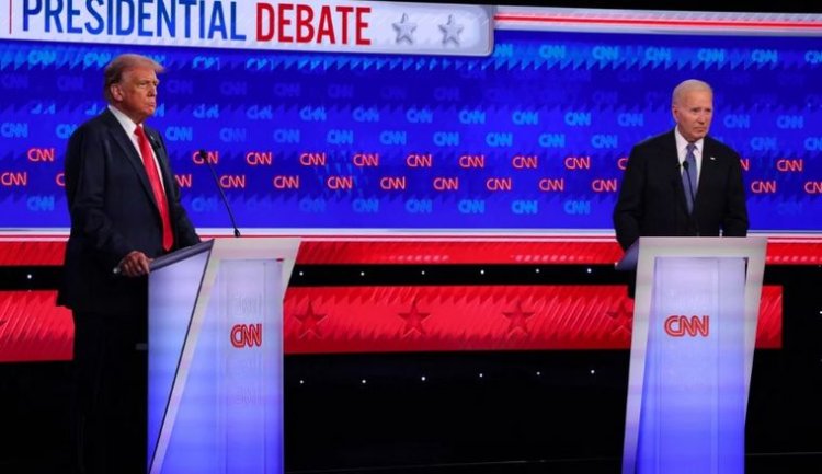 Biden y Trump  en el primer debate presidencial de EE.UU