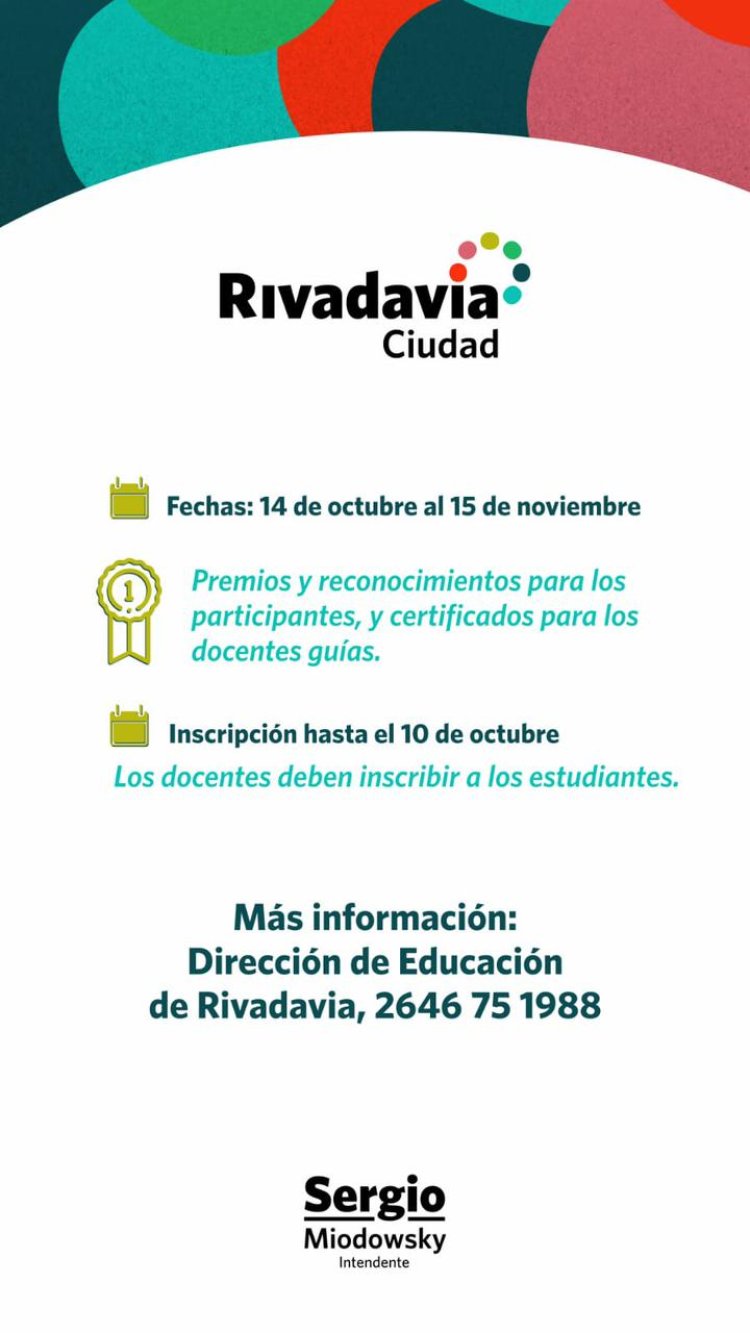 Rivadavia fomentara la lectura y comprensión de texto con un concurso