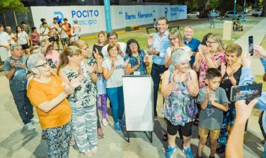 Remodelan plaza y cambian luminarias en un zona histórica de Pocito