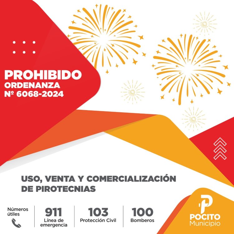 Pocito prohíbe el uso, venta o comercialización de pirotecnia