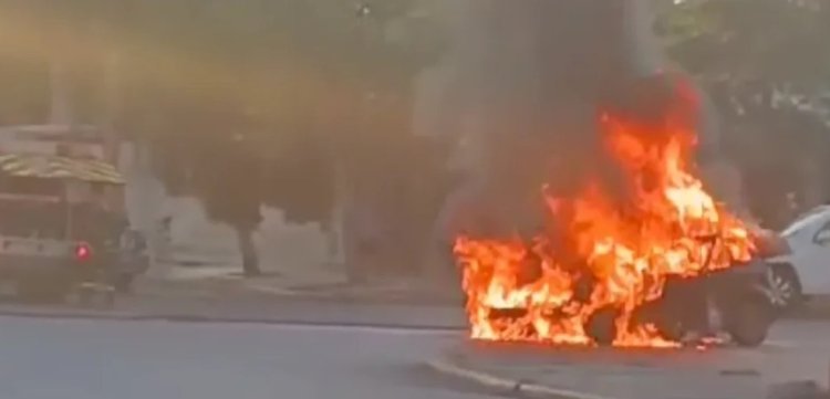 Se incendió un auto en importante avenida de Santa Lucía