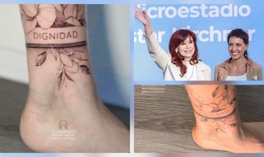 Mayra Mendoza se tatuó una tobillera con la palabra "dignidad"