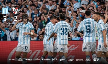 Racing venció 3-2 a River sobre la hora y avanzó a cuartos de final