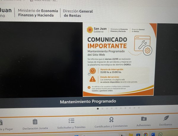 Mantenimiento Programado del Sitio Web de la Dirección General de Rentas