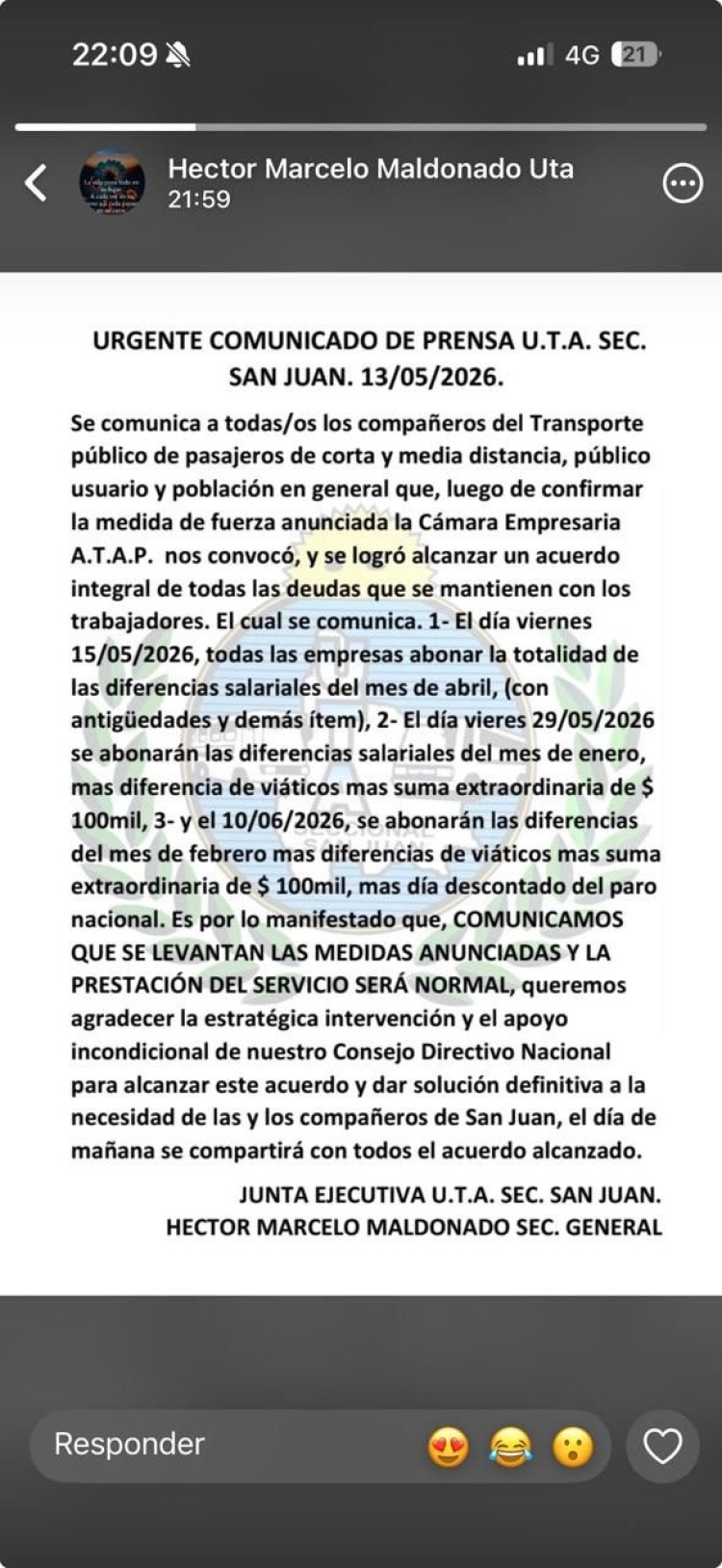 NO habrá paro de colectivos en San Juan