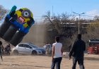 Pánico en Córdoba: un remolino levantó un inflable con chicos adentro en Cruz del Eje