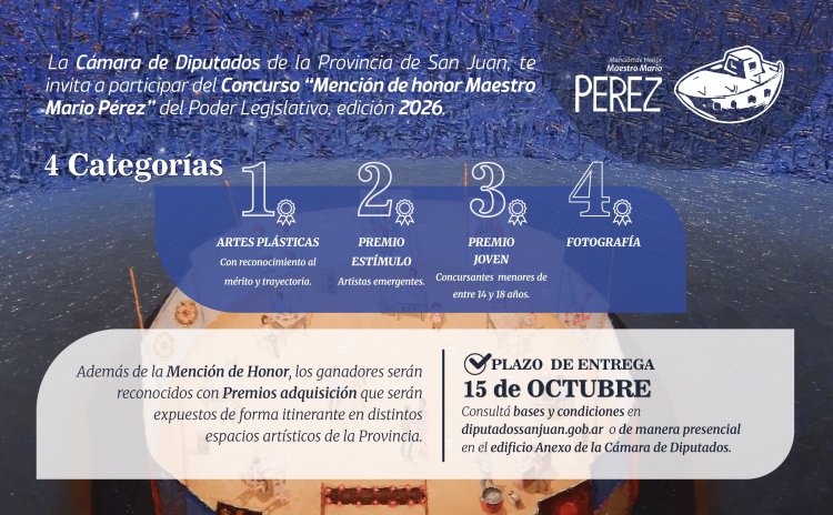 Abren la inscripción para la Mención de Honor Maestro Mario Pérez 2026