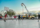 Chimbas renovó la iluminación del Parque de Los Abrazos, lugar donde confluyen una media docena de barrios