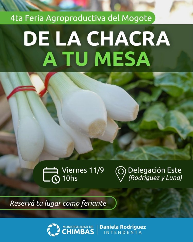 Chimbas realizará una nueva edición de la Feria Agroproductiva “De la Chacra a tu Mesa”
