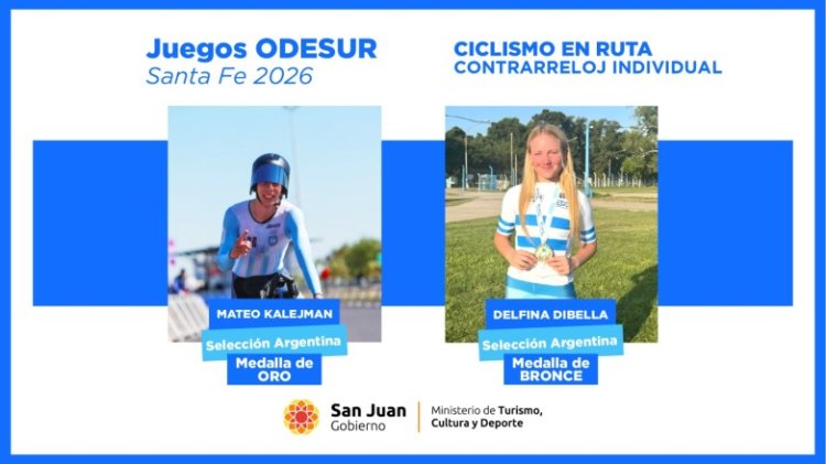 El ciclismo sanjuanino le dio dos medallas a Argentina: Oro para Mateo Kalejman y bronce para Delfina Dibella