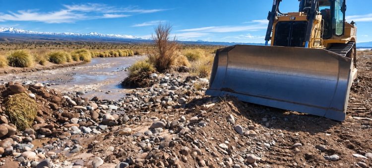 Avanzan las obras de defensa en Calingasta