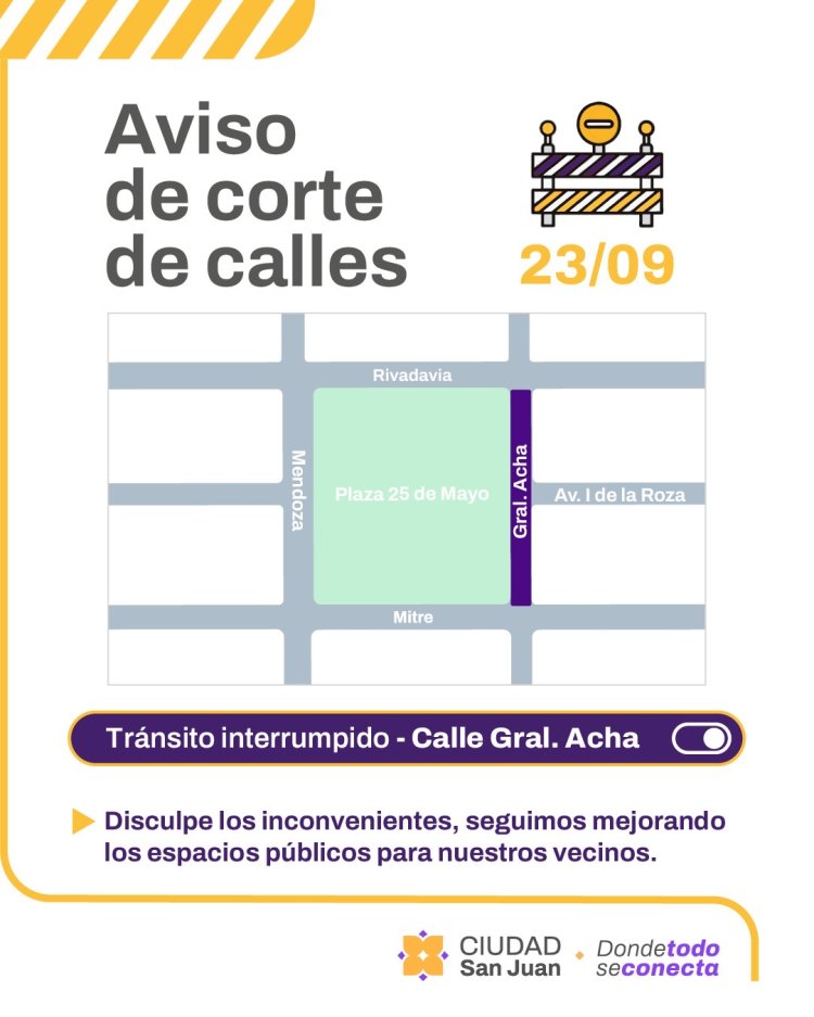 Este miércoles habrá reducción de calzada en calle General Acha por trabajos de repavimentación