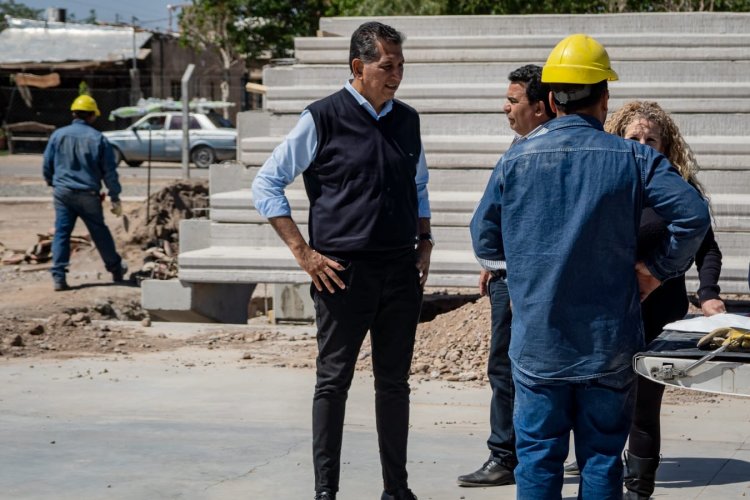 Pocito avanza en la construcción del Polideportivo Municipal de Zona Norte