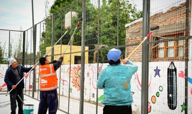 9 de Julio: la nueva cancha multideportiva ya tiene un 70% de avance