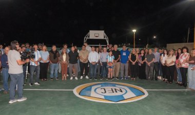 Santa Lucía inauguró un nuevo polideportivo en el Club Nacional y entregó equipamiento deportivo