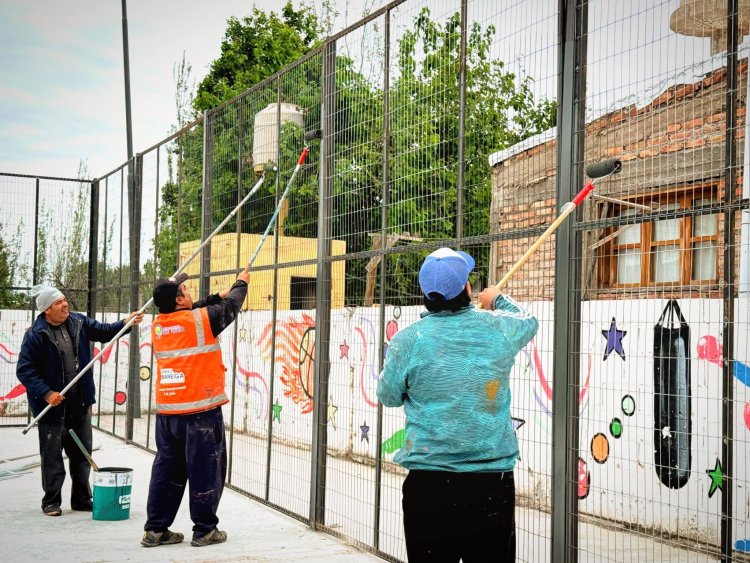 9 de Julio: la nueva cancha multideportiva ya tiene un 70% de avance