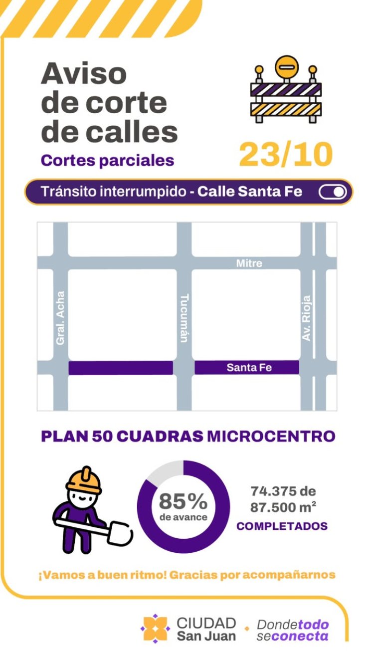 El Plan 50 Cuadras alcanza el 85% de avance en el microcentro